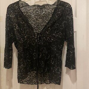 CHIC INC BLACK FLORAL LACE BLAZER size PL